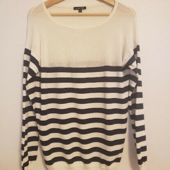 La Fee Verte Black White Size Medium / Large Striped Long Sleeve Casual Shirt - Picture 4 of 8